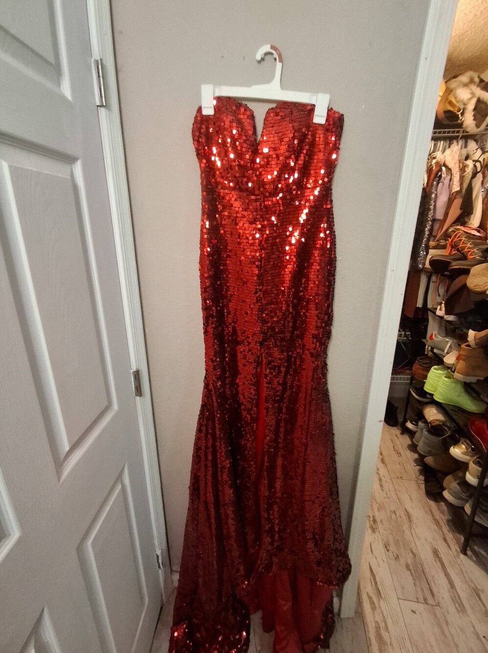 Fashion Nova Nova Luxe Strapless Red Sequin Evening Gown - Picture 4 of 7